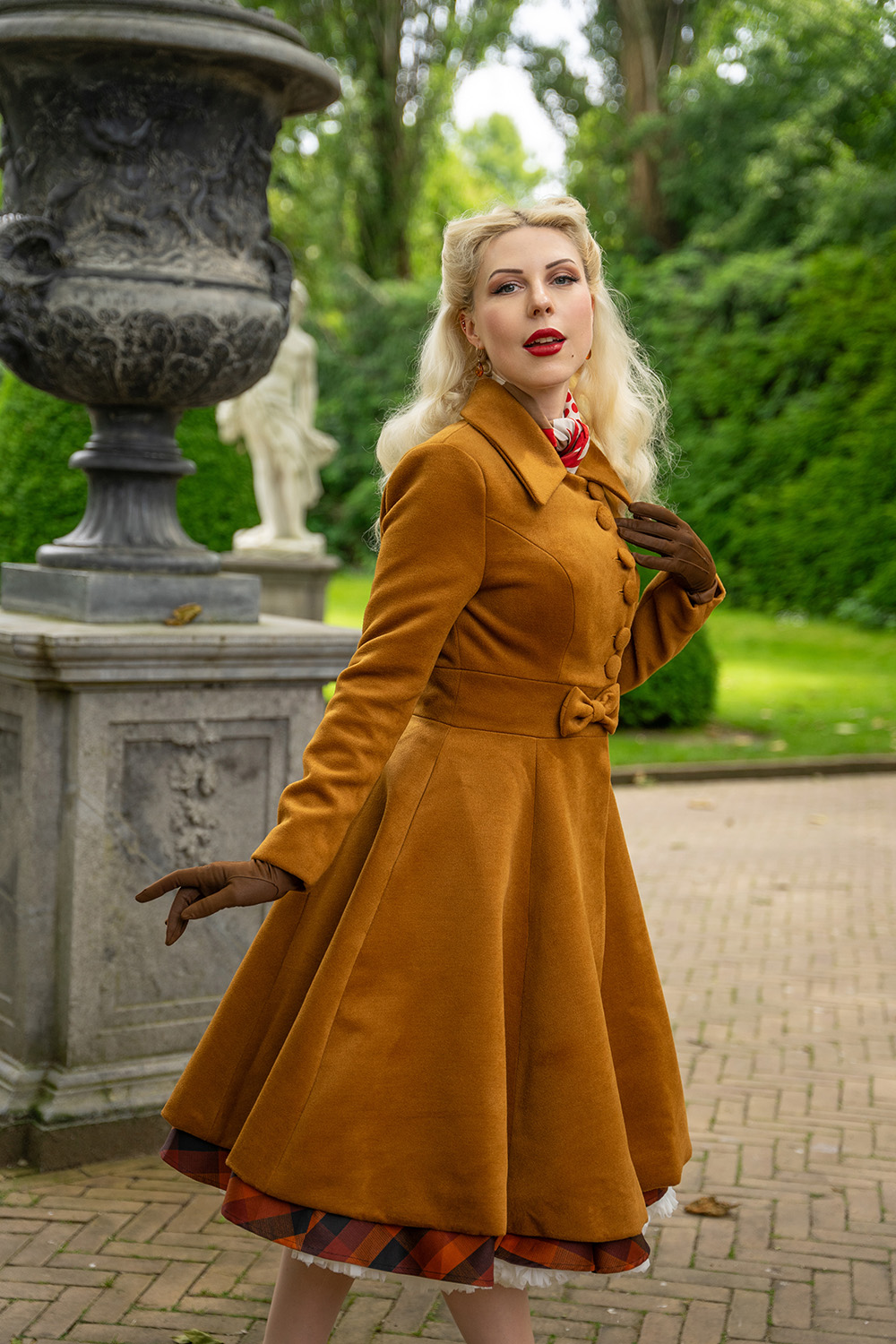 Caroline Swing Coat in Ochre Brown